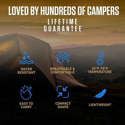 VENTURE 4TH 3-Season XXL Backpacking Sleeping Bag, Camping Sleeping Bags for Adults & Kids - Lightweight, Comfortable, Water Resistant, Ideal for Hiking, Camping & Outdoor – Blue/Black