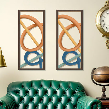 Zzbakress 2 Pcs Mid Century Modern Decor Wooden Geometric Wall Art Abstract Wall Decor Art Elegant Wall Decor for Home Living Room Bedroom