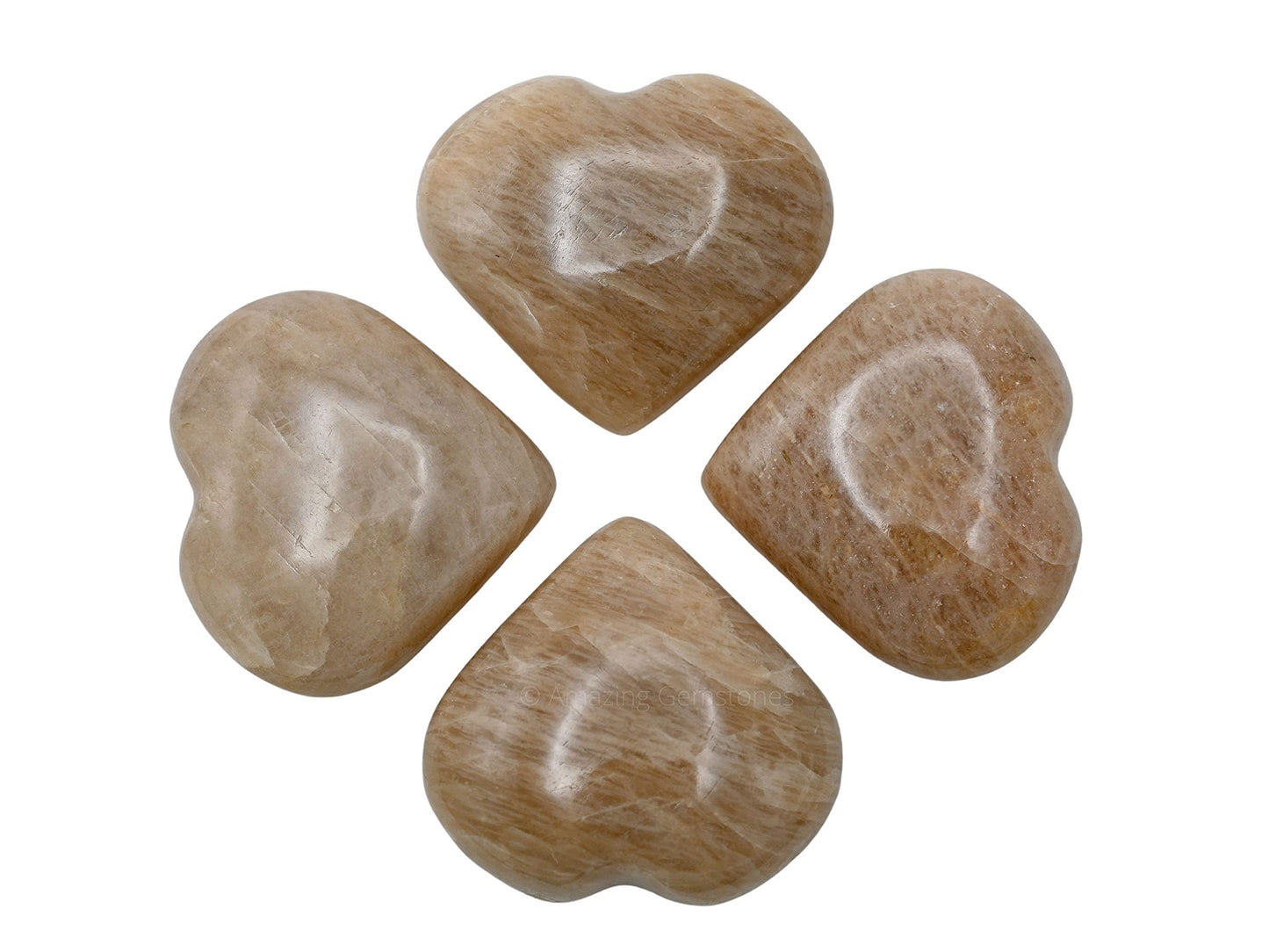 Amazing Gemstone Cream Moonstone Crystal Heart Palm Stone - Pocket Massage Worry Stone for Natural Body Chakra Balancing, Reiki Healing and Crystal Grid
