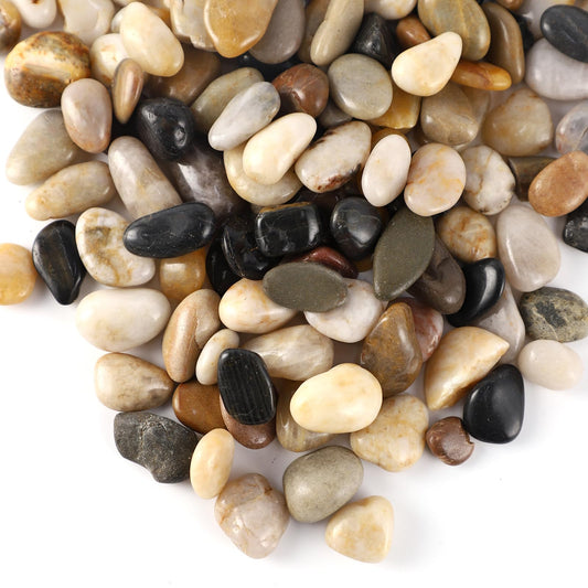 LMtonble 20LB Polished Natural Stone Pebbles for Outdoor Plants with Mixed Colors 1/4-5/8Inch Decorative River Rocks for Planters Small Natural Stone Gravels for Home Decoration