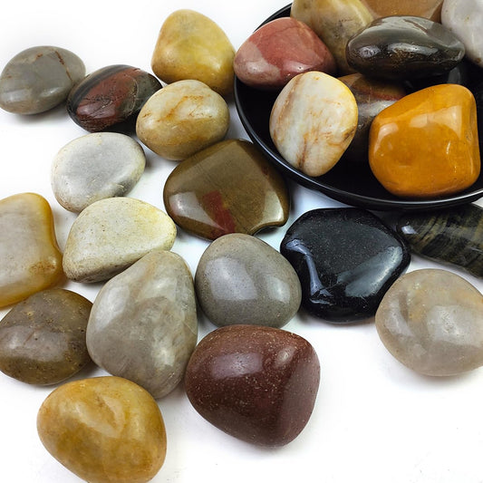 SHIZWU 5LB Mixed Color River Rocks - 2-3 inch High Polished Decorative Pebbles, Stones for Landscaping,Natural River Rocks for Outdoor Décor, Plants,Vase Filler,Fish Tank
