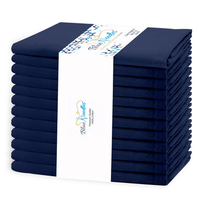 Blue Needles Solid Cloth Napkins Set of 12 Navy Blue 100% Cotton Dinner Napkins 18x18 inches - Reusable, Absorbent & Washable Linen, Ideal for Wedding Events Farmhouse Parties Hotel & Everyday Use