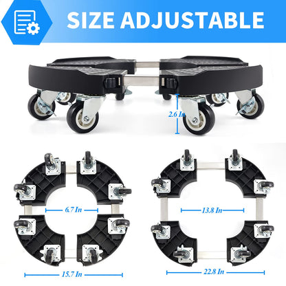 TreeGun Plant Caddy with Wheels Heavy Duty with 8 Lockable Casters, Rolling Plant Stand Adjustable for 8 inch-22 inch Outdoor Indoor Large Plant, Plant Dolly with Wheels Heavy Duty 500lbs Capacity
