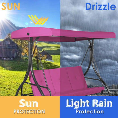 Tangkula 3 Seats Converting Patio Swing, Outdoor Porch Garden Canopy Swing with Comfortable Cushion Seats & Adjustable Tilt Canopy, Heavy Duty Hammock 3 Persons Porch Swing (Rose Red)