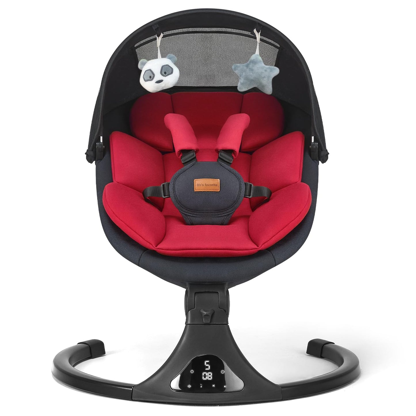Baby Swings for Infants, Portable Baby Swing for Newborns with Bluetooth, Electric Infant Swing with 5 Speed Motions, 12 Soothing Melodies & Remote Control (Max 20 lbs, Red)