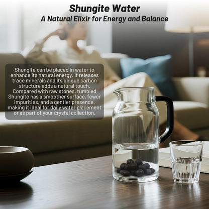 Orientrea 1.1lb Bulk Tumbled Shungite Stones- Polished Natural Shungite Crystal for Water Use, Crystal Healing, Reiki, Wicca, Massage & Home Décor