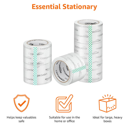 Amazon Basics Extra-Wide Packing Tape for Moving, Storage, Shipping and Sealing Boxes, Crystal Clear, Low Odor, 2.83" x 54.6 Yards, 6-Pack