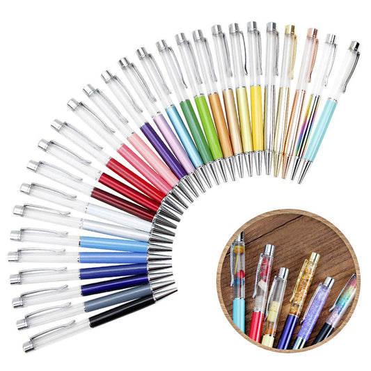 JOINVALUE Colorful Fillable Ink Empty Tube Ballpoint Pens Floating DIY Pens,Building Your Favorite Liquid Sand for Easter Gift 27 Pack