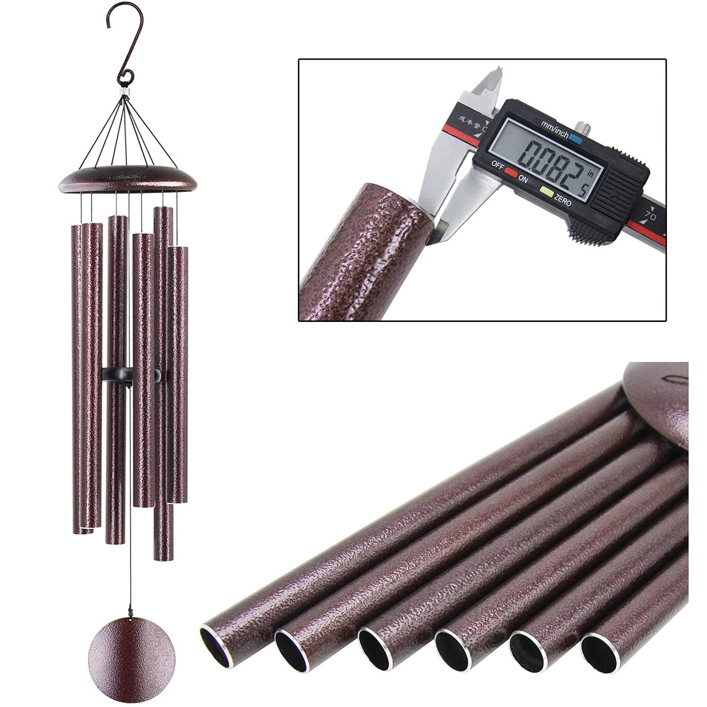 ASTARIN Outdoor Wind Chimes, 45 in Memorial Chimes with 6 Heavy Tubes, Large Deep Tone for Garden Hanging Decor, Sympathy Gifts. Bronze
