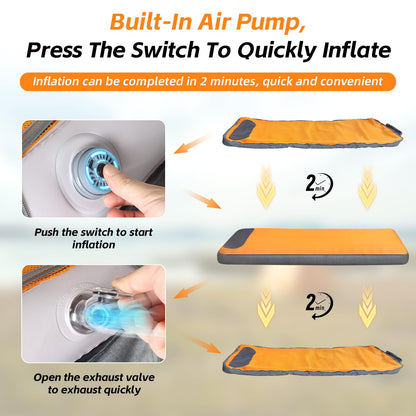 Sleeping Pad, 5.5" Thick Self Inflating Sleeping Pad with Electric Pump,4 Season Camping Mattress Pad with Built-in Pillow, Camping Essentials Gear for Hiking, Backpacking,Tent Use,Camping(Orange)