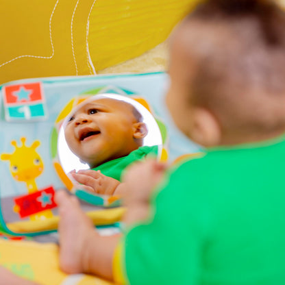 Bright Starts Grip & Kick Oball Activity Gym, Soccer Theme with Easy-Grasp Baby Toys, Baby Play Gym, Kick Pad with Activated Lights & Tummy Time Pillow, Unisex, Newborn+