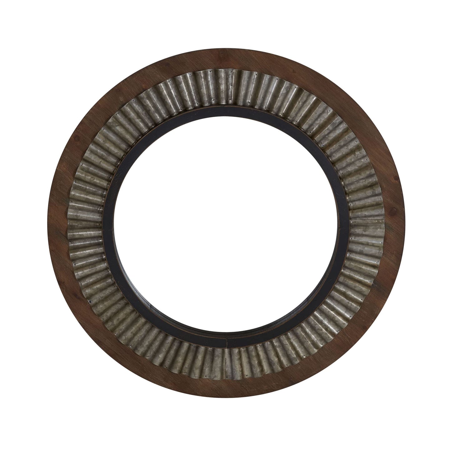 Household Essentials Household Essentials Wood Framed Sunburst Metal Mirror, Brown