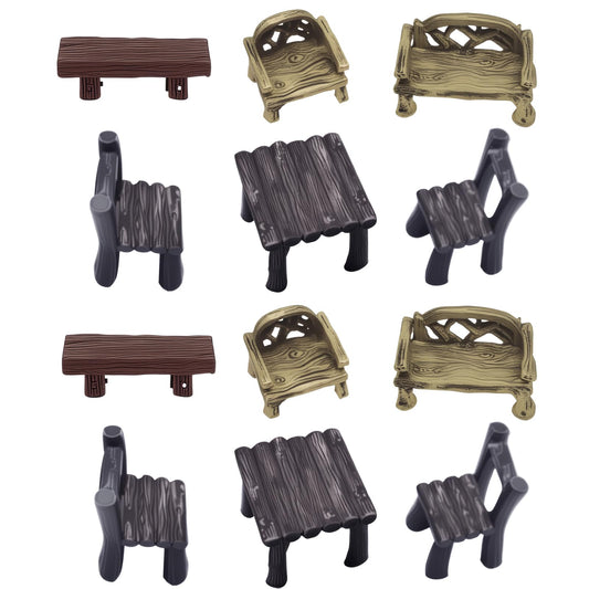 OZXNO 10 Pcs Miniature Table and Chairs Set Vintage Micro Landscape Decoration Garden Furniture Ornaments for DIY Craft Fairy Garden Accessories