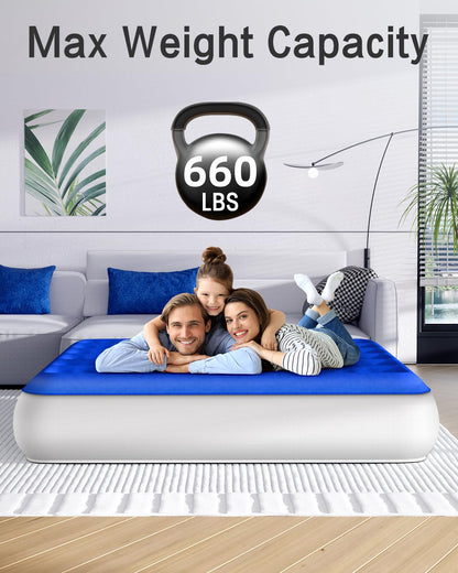 Xsleep Queen Air Mattress with Built in Pump Luxurious Comfort Raised Inflatable Mattress Queen Airbed Blow Up Mattress for Home and Guests Air Bed 2 Mins Fast Inflate/Deflate 660 lbs Max