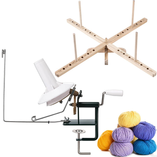 Lasnten Large Capacity Yarn Winder Swift Hand Operated Cake with Thread Cutter Scissor Wooden Yarn Swift for Crocheting Spinner Arts Crafts Knitting Accessories