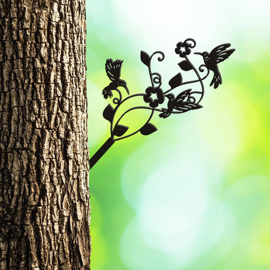 SUPERDANT Flowers Birds and Vines Metal Garden Decor Outdoor Garden Ornament Black Silhouette Outdoor Decor Plants Yard Stakes Decorative Metal Wall Art for Lawn Patio Gift for Gardeners