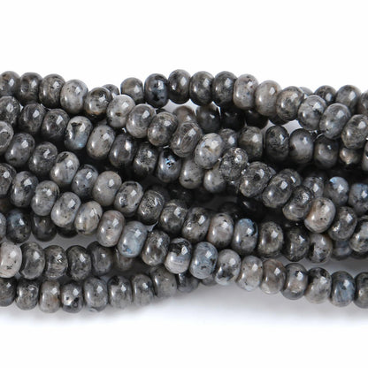 5x8mm 76pcs Natural Stone Black Labradorite Rondelle Spacer Loose Beads Abacus Disk Stone Round Loose Gemstone Beads for Jewelry Making DIY Bracelet Necklace