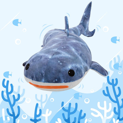Tezituor 4ft Giant Whale Shark Stuffed Animal, S-Shape Stuffed Shark Plush Toy for Boys Girls, Hugging 47inches Soft Long Ocean Whale Shark Plush Body Pillow for Sleeping