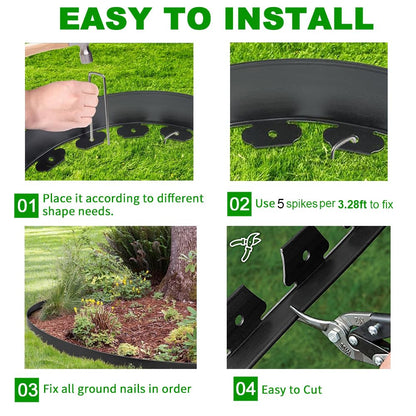 Landscape Edging 3 in x 49 FT, Garden Edging Borders with 75 Pieces Metal Stakes, Flexible Lawn Edging Border Kit, DIY Plastic Fence Edge for Tree, Yard, Flowerbeds,Grass,Landscaping, Path Way