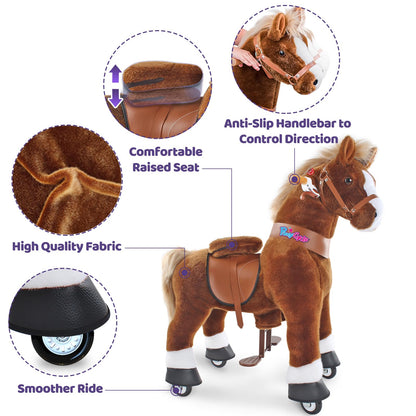 PonyCycle Ride on Horse Toy for Toddlers 3-4, Sound Function, Ride on Pony with Brake, Kid Powered, Mechanical Walking Horse Stuffed Animal, Ride on Pony, Everyday Fun Size 3 Brown Ux324