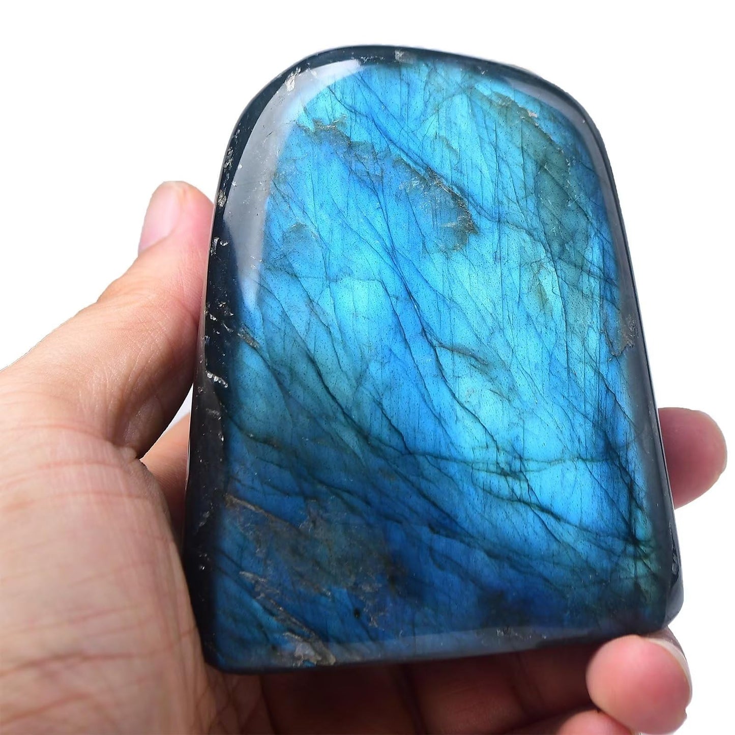 FZBHRO Small Labradorite Rock Polished Blue Labradorite Slab Healing Crystal Stone Block for Meditation Gift Home Decor 0.6-0.8 Pound