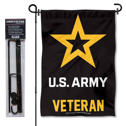 Army Veteran Garden Flag with Stand Holder