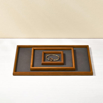 Woodten Jewelry Display Tray for Ring Earrings Necklace Bangle Solid Wood Jewelry Dish Tray Catchall(XS,Grey)