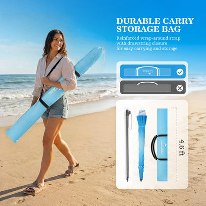 UIRWAY 8.5FT Beach Umbrella, Heavy Duty Windproof Beach Umbrellas with Sand Anchor & Tilt, Sun Protection Portable Beach Umbrella with Carrying Bag for Beach, Patio Garden Pool Outdoor