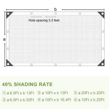 DGSL 40% Shade Cloth Greenhouse Shade Cover with Grommets - 20Ft x 20Ft Mesh Tarp for Pergola, Patio Plants, Chicken Coop, Garden, Outdoor, Backyard