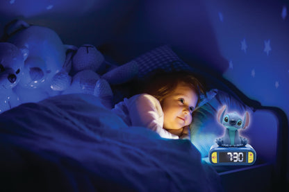 LEXiBOOK, Disney Stitch, Stitch Nightlight Alarm Clock, Sounds and Melodies, LCD Backlit Screen, Luminous, Snooze, Blue, RL800D