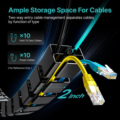 PEGZONE Under Desk Cable Management Spine – Flexible Cable Snake Organizer for Standing Desk, Tool-Free Magnetic Vertebrae Wire Management for 0.4"-2" Table, Black