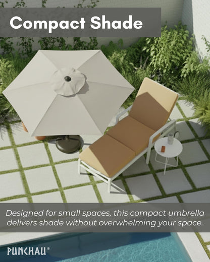 Punchau 6 Ft Outdoor Patio Umbrella - Outdoor Umbrella for Patio, Pool, Table, Garden, Deck, & Beach - Easy Open/Close Crank and Push Button Tilt Adjustment - Beige Market Umbrellas