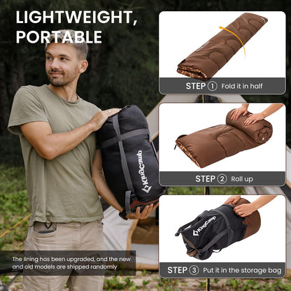 KingCamp Sleeping Bag for Adults, Cold Weather & Warm XL Big and Tall Flannel Sleeping Bags with Compression Sack Portable Waterproof Essentials Gear Accessories for Outdoor Camping (Coffee Left)