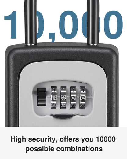 Puroma Lock Box, Large Key Lock Box Resettable Combination Code Lockbox, Portable Wall Mount Lockbox Security Safe Box for Outside Outdoor Home Office Door Handle House Key, Gray (1 Pack)