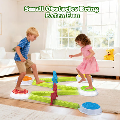 Light Up Stepping Stones for Kids, 15 piece Balance Beams Toddler Stepping Stones Obstacle Course Sensory Toys with Game Spinner and Card for Indoor Outdoor Toys Gifts for 3 4 5 6 7 8 9 Years Old Kids