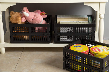 Eslite 16L Plastic Collapsible Storage Crates,Folding Crates Storage,Pack of 4,Black