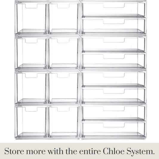STORi Chloe Space-Saving Clear Drawer Organizer (4 Wide Drawers) Sort Office, Kitchen, Beauty Supplies, Makeup, Pens, Jewelry, Stationary, Made in USA