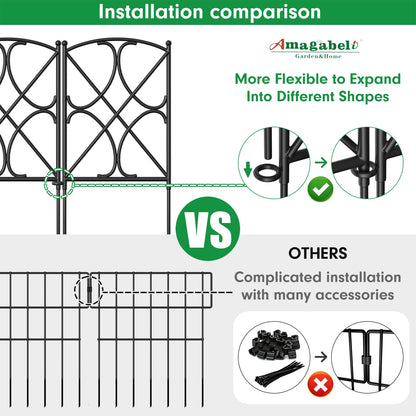 AMAGABELI GARDEN & HOME 10 Panels 24in(H)×10ft(L) Decorative Garden Fences and Borders for Dogs Rustproof Metal No Dig Fence Panels Garden Edging Border for Animal Barrier Flower Beds Yard Patio