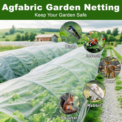 Agfabric Garden Netting 16'x30' Insect Pest Barrier Bird Netting for Garden Protection,Row Cover Mesh Netting for Vegetables Fruit Trees and Plants,White