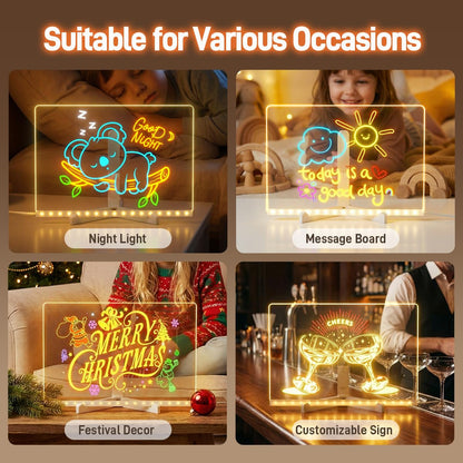 Conatu Acrylic LED Drawing Board for Kids, Acrylic Dry Erase Light-Up Drawing Board with Stand, Markers & Wipes, Erasable Reusable Board for Kids Learning, Ideal Gift for Birthday