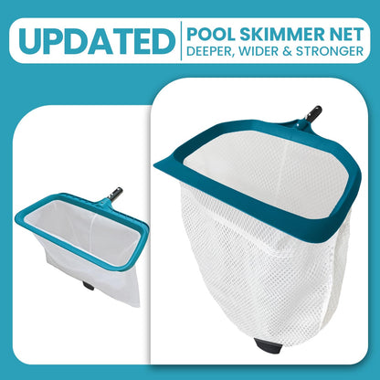 POOLWHALE Pool Skimmer Net - Upgrade Swimming Leaf Rake with Extra Wide Scoop Edge, Fine Mesh Nets for Pool Cleaning Leaves, Debris (Not Pole)