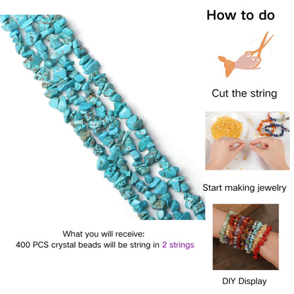 XIANNVXI Blue Turquoise, Beads Natural Chip Stone Beads 400Pcs Crystal Bead 5-8mm Irregular Healing Crystal Loose Rocks for DIY Jewelry Making