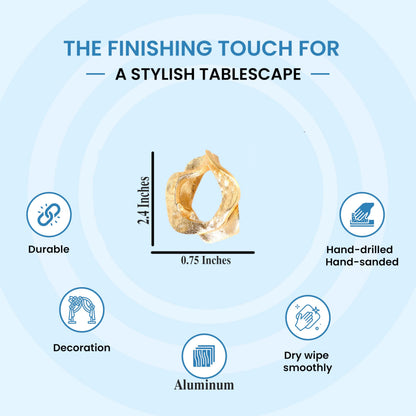 ALPHA Living HOME Modren Napkin Rings - 8 Pcs Premium Metal Napkin Holders for Cloth Napkins Elegant Table Decor for Weddings, Dinners & Special Occasions (Gold)
