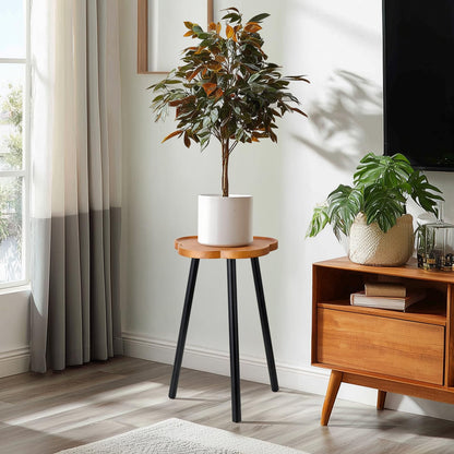 KINNARY Plant Stand Indoor, Wood Plant Table Plant Holder with Raised Design,Heavy Duty Metal Flower Pot Stand, Mid Century Modern Home Decor Small Side End Table（Clr.2-Flower 20" H）