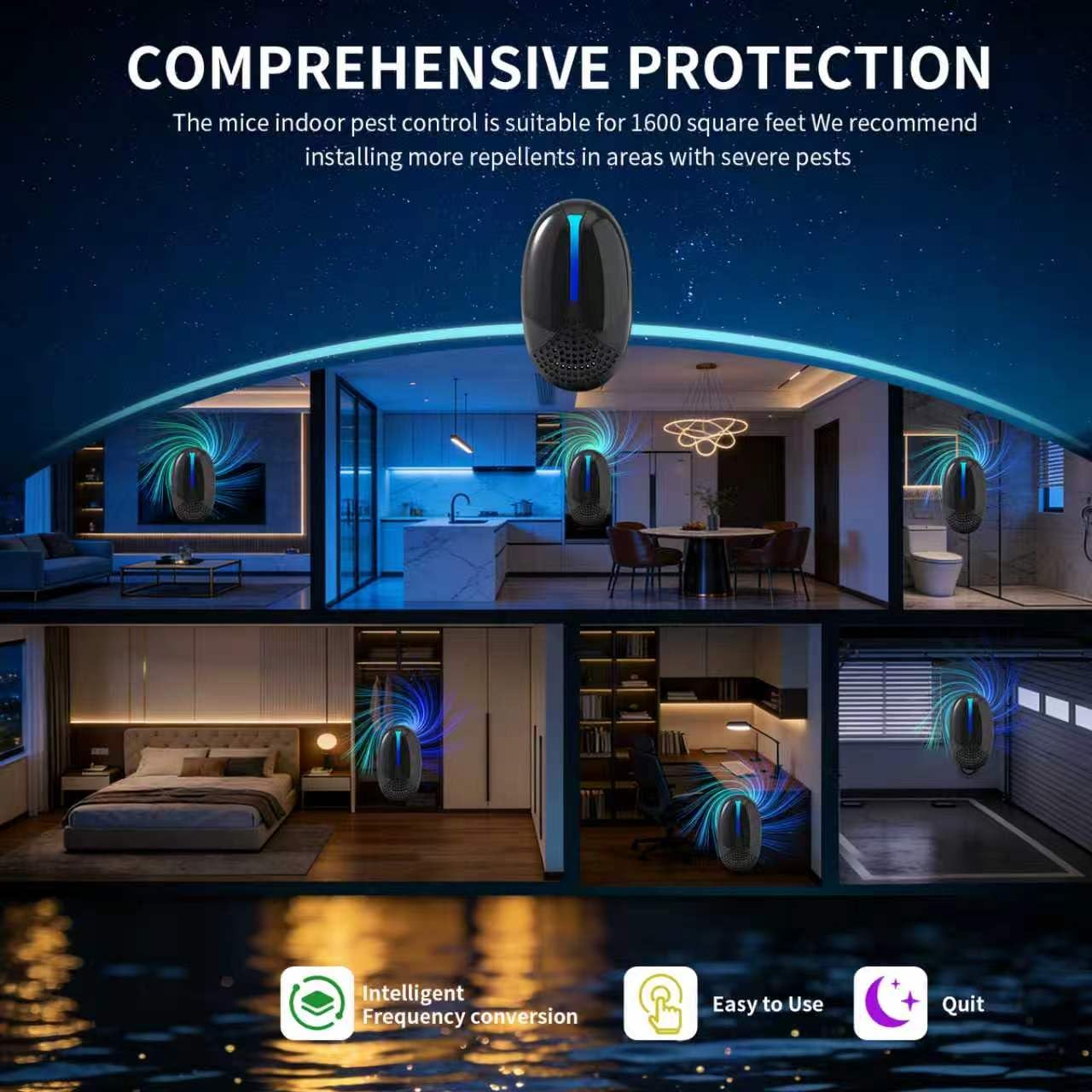 2026 Upgraded Ultrasonic Repeller Pest Indoor, Mouse Traps Repellent Insect Plug in, Pest Control Ant,Roach,Rodent, Mouse, Bugs, Mosquito, Spider, for Home, Office, Store 3 Mode Switching, 6 Packs