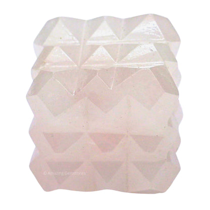 Amazing Gemstone Rose Quartz Crystal Cube with 54 Pyramid - 1" Mini Lemurian Pyramid Cube Figurine of Natural Stone Pyramid for Meditation, Reiki, Chakra Balancing Vastu Pooja and Crystal Grids