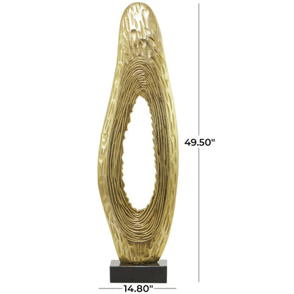 Deco 79 Aluminum Metal Abstract Decorative Sculpture Teardrop Home Decor Statue with Black Base, Accent Figurine 15" x 5" x 50", Gold