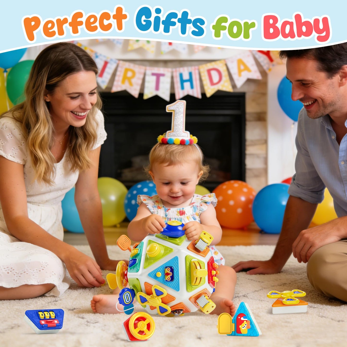 22-in-1 Baby Busy Board Activity Cube Toys, Montessori Toy for 1 Year Old Toddlers, Educational Learning Sensory Travel Toys for Infant 6-12 12-18 Months, 1st Baby Birthday Gifts for Boys Girls