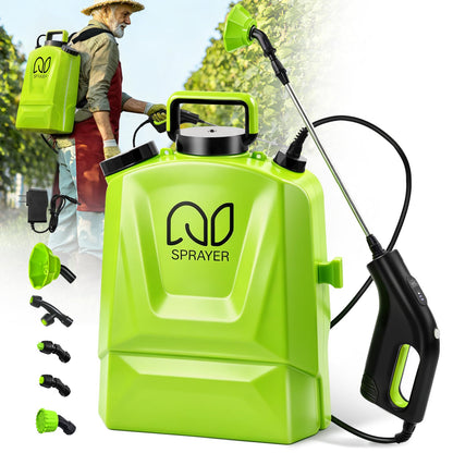 Battery Powered Backpack Sprayer 4 Gallon, Adjustable Pressure Garden Sprayer with Digital Display & Padded Straps, Electric Pump Sprayer in Lawn with 2.2Ah Battery, 5 Nozzles, Telescopic Wand