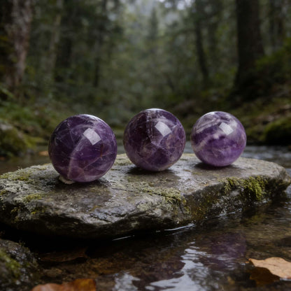 AierCrystal Natural Stone Crystal Sphere Feng Shui Home Decoration Ball Positive Energy Scrying Orb for Meditation Tool for Spiritual Space Purification Globe(Diameter5-6cm Amethyst Sphere)